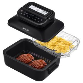 Geek Chef 7 In1 Smokeless Electric Indoor Grill With Air Fry, Roast, Bake, Portable 2 In 1 Indoor Tabletop Grill & Griddle With Preset Function, Remov