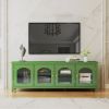 71-inchstylishTVcabinet Entertainment CenterTV stand,TVConsoleTable, Media Console,solidwood frame,Changhong glass door,Metal handle,antique green,can