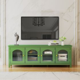 71-inchstylishTVcabinet Entertainment CenterTV stand,TVConsoleTable, Media Console,solidwood frame,Changhong glass door,Metal handle,antique green,can