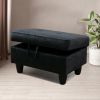 Black Flannel Living Room Sofa Ottoman