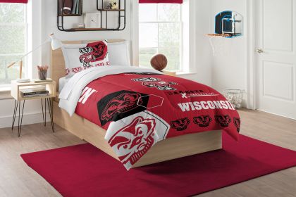 Wisconsin OFFICIAL Collegiate "Hexagon" Twin Comforter & Sham Set