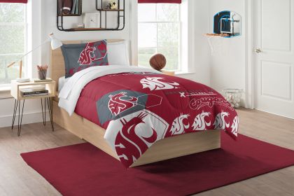 Washington State OFFICIAL Collegiate "Hexagon" Twin Comforter & Sham Set