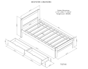 Modern Design Twin Size Platform Bed Frame with 2 Drawers for Grey Color