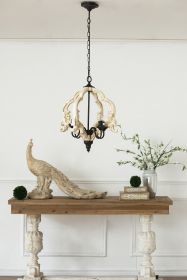 4 - Light Wood Chandelier, Hanging Light Fixture with Adjustable Chain for Kitchen Dining Room Foyer Entryway, Bulb Not Included