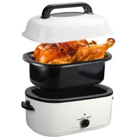 Kitchen White 20 24 26 QT Stainless Steel Chicken Electric Turkey Roaster With See-through Lid