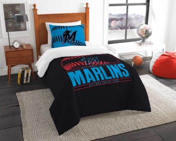 Marlins OFFICIAL Major League Baseball; Bedding; Printed Twin Comforter (64"x 86") & 1 Sham (24"x 30") Set by The Northwest Company