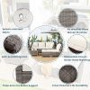 6-Piece Outdoor Sofa Set; PE Wicker Rattan Sofa with 2 Corner Chairs; 2 Single Chairs; 1 Ottoman and 1 Storage Table; All-weather Conversational Furni