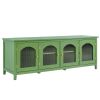 71-inchstylishTVcabinet Entertainment CenterTV stand,TVConsoleTable, Media Console,solidwood frame,Changhong glass door,Metal handle,antique green,can