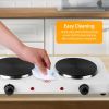 2000W Double Electric Burner Portable Dual Counter Stove Countertop Hot Plate Kitchen Cooker Stove with 5 Gear Temperature Control