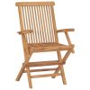 Patio Chairs with Cream White Cushions 4 pcs Solid Teak Wood