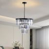 Black Luxury Crystal Chandelier Modern Chandeliers Lights Fixture Hanging Pendant Light Fixture for Dining Room Bedroom Living Room Dia 19.7 Inch-Blac