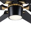 60 In. Modern Indoor Large Black Gold Ceiling Fan With LED Light and Remote Control