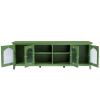 71-inchstylishTVcabinet Entertainment CenterTV stand,TVConsoleTable, Media Console,solidwood frame,Changhong glass door,Metal handle,antique green,can