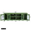 71-inchstylishTVcabinet Entertainment CenterTV stand,TVConsoleTable, Media Console,solidwood frame,Changhong glass door,Metal handle,antique green,can