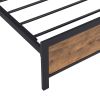 Industrial Queen Bed Frame with LED Lights and 2 USB Ports, Bed Frame Queen Size with Storage, Noise Free, No Box Spring Needed, Rustic Brown