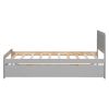 Modern Design Twin Size Platform Bed Frame with Trundle for Grey Color