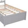 Modern Design Wooden Twin Size Platform Bed Frame with Trundle for Grey Color