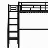 Compact Metal Loft Bed Frame, Inclusive Desk, Twin Size, No Box Spring Needed, Classic Black