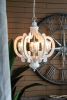 Farmhouse Chandelier, 6-Light Wood Chandelier Pendant Light Fixture with Adjustable Chain for Dining Room Living Room Entryway, Bulb Not Included