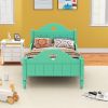 Macaron Twin Size Toddler Bed with Side Safety Rails and Headboard and Footboard,Seasoft Green