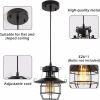 Vintage Farmhouse Pendant Light Rustic Metal Caged Pendant Lights Black Cage Hanging Lamp for Kitchen Island Entryway Bedrooms Living Room Barn,Adjust