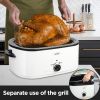 Kitchen White 20 24 26 QT Stainless Steel Chicken Electric Turkey Roaster With See-through Lid