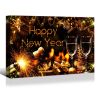 Framed Canvas Wall Art Decor Painting For New Year, Golden Happy New Year Bless Champagne Gift Painting For New Year Gift, Decoration For Chrismas Eve