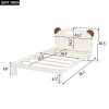 Twin Size Platform Bed with Bear Ears Shaped Headboard and LED, Cream White