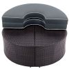 6 Pieces Outdoor Sectional Half Round Patio Rattan Sofa Set; PE Wicker Conversation Furniture Set w/ One Storage Side Table for Umbrella and One Multi