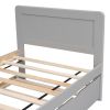 Modern Design Twin Size Platform Bed Frame with Trundle for Grey Color