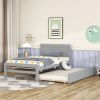 Modern Design Twin Size Platform Bed Frame with Trundle for Grey Color