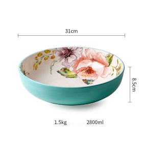 French Underglaze Ceramic Dinner Plate Dim Sum Tray (Option: 12inch salad bowl)