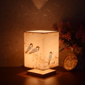 New Chinese Retro Style Bedside Night Light Warm (Option: Magpie three color-Power switch button-220V US)