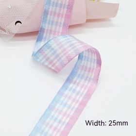 Solid Color Scottish Plaid Ribbon Hand-made DIY Clothing Ornament Bouquet Gift Packaging (Option: B008 Plaid Ribbon 16mm-B008-16mm25 Code Volume)