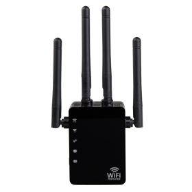 Wireless Wifi Signal Repeater Amplifier High Power Ap Router (Option: Black-EU)