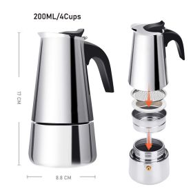 Italian Hand-Pushed Stainless Steel Household Italian Mocha Coffee Pot (Option: 200ml)