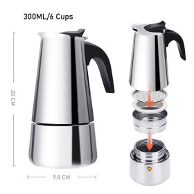 Italian Hand-Pushed Stainless Steel Household Italian Mocha Coffee Pot (Option: 300ml)