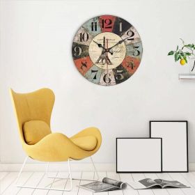 European Creative Wall Clock Wooden Living Room Quartz (Option: PARIS MOld Town)