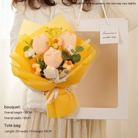 Tulip Knitted Bouquet Mother's Day Wool Woven Finished Gift Graduation (Option: Yellow-Tulip)