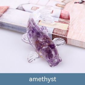 Natural Crystal Gravel Epoxy Resin Fish Ornaments Koi (Option: Amethyst)