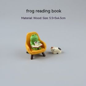 Frog Reading Table Lamp Decoration Resin Crafts (Option: Frog Yellow Chair)