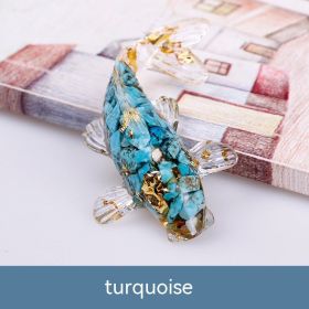 Natural Crystal Gravel Epoxy Resin Fish Ornaments Koi (Option: Turquoise)