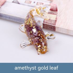 Natural Crystal Gravel Epoxy Resin Fish Ornaments Koi (Option: Amethyst Gold Foil)