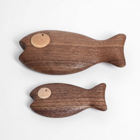 Refridgerator Magnets Original Home Design Gift Solid Wood Household Salted Fish (Option: Small Fish Black)