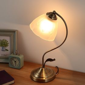 European-style Pastoral Mediterranean Bedside Lamp Home Bedroom (Option: White lampshade with 9W tricol-Remote control switch-220V US)