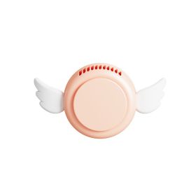 Creative Outdoor Hanging Neck Fan Big Wind Little Angel Mini Fan Portable Silent Fan Gift Customization (Option: Pink-USB)