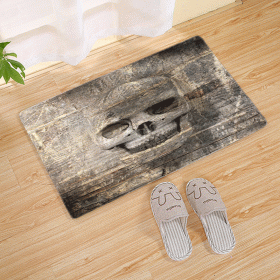 Halloween Flannel Floor Mat Bathroom Toilet Door Non-slop Mats Skull Absorbent Printing Floor Mat (Option: Halloween 210004-40x60)