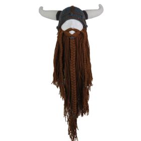 Personalized Party Long Beard Pointed Funny Hat Funny Wool Halloween (Option: Gray Hat Coffee Beard-L58 60cm)