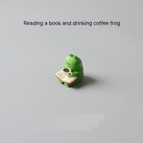 Frog Reading Table Lamp Decoration Resin Crafts (Option: Frog Drinking Coffee)