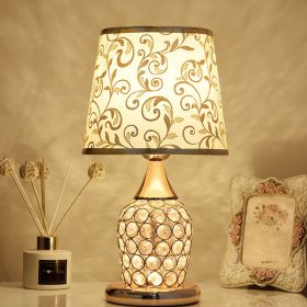 Crystal Table Lamp Ins Modern Bedroom Warm (Option: Phnom Penh Leaf A-Dimming switch-UK)